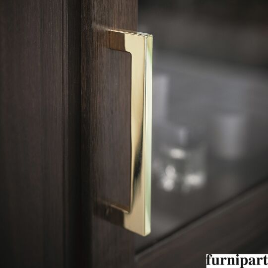 Greep flat glimmend messing  leverbaar in 4 boorafstanden