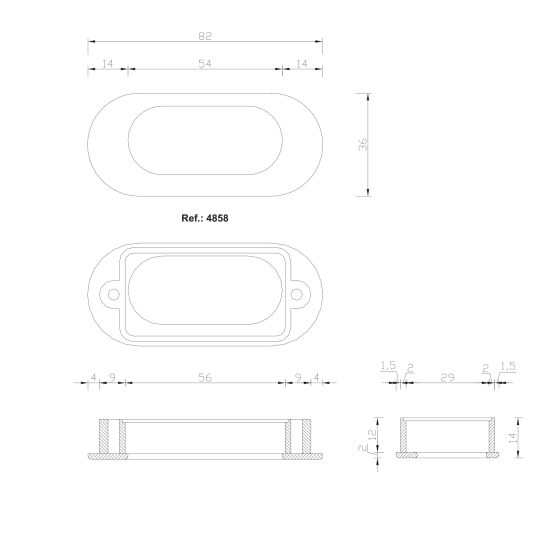 Infreeskom ovaal 64X82mm H-36mm antiek brons
