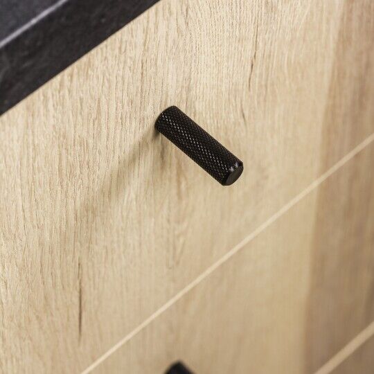 Knop ribbel Ø10mm H-33mm alu. Zwart