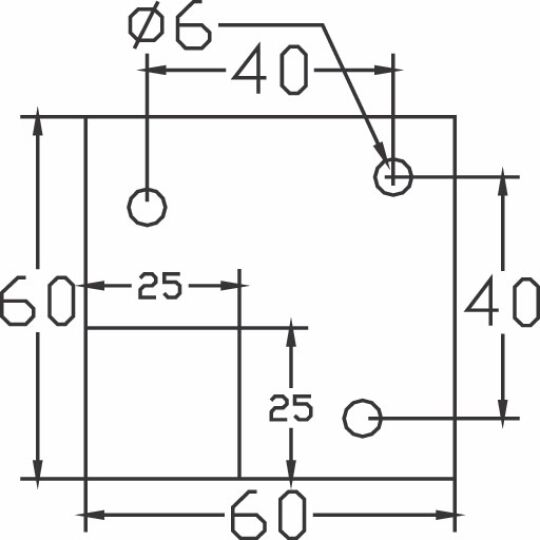 	Vierkante poot 25x25mm RVS geborsteld met plaat
