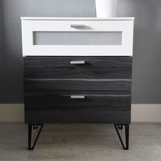 Wire poot driehoek 130mm met plaat mat zwart